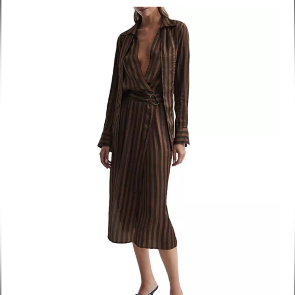 REISS Striped Wrap Dress – NWT – Size 10 – Bloomingdale’s